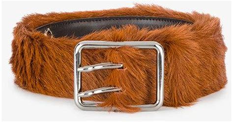 Prada Furry Belt in Brown for Men 